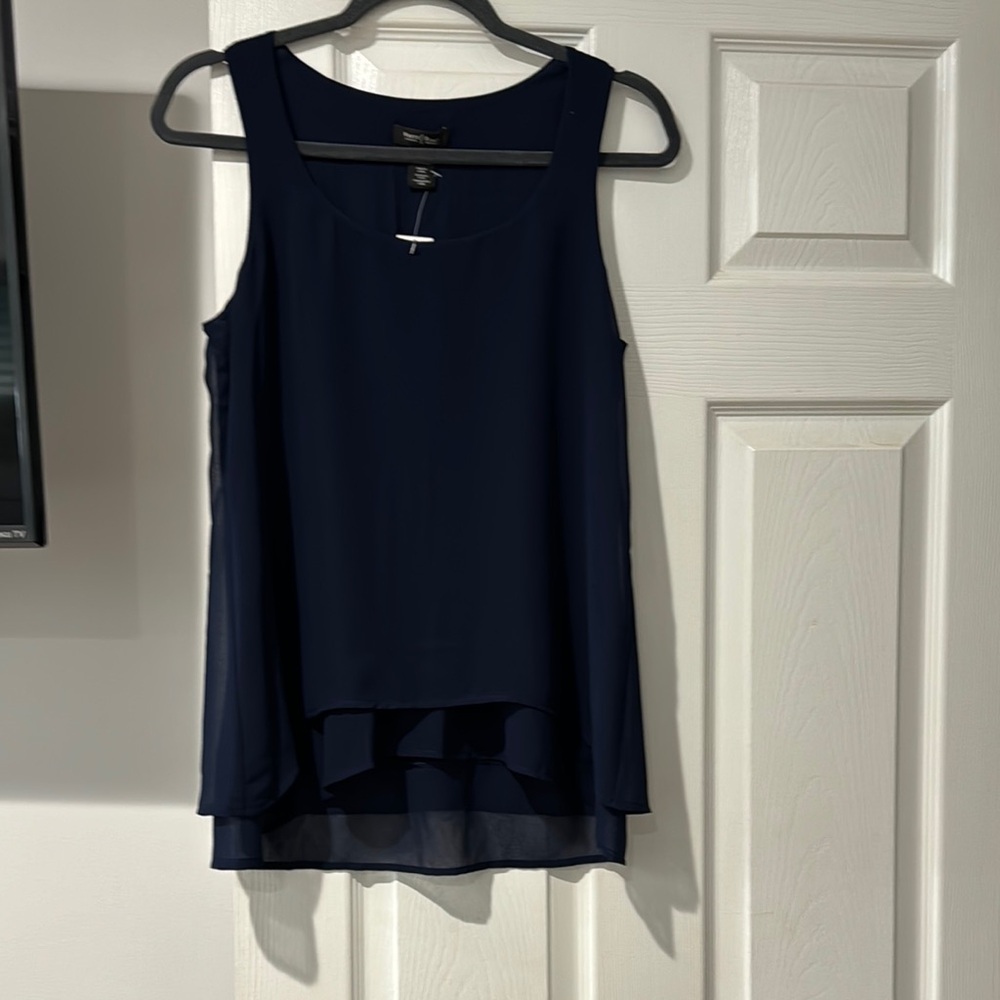 White House black market Elegant Navy Blue Sleeveless Top size xs